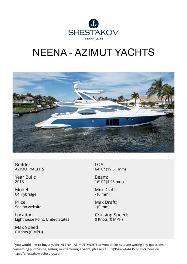 Neena - 64 Flybridge - 2015