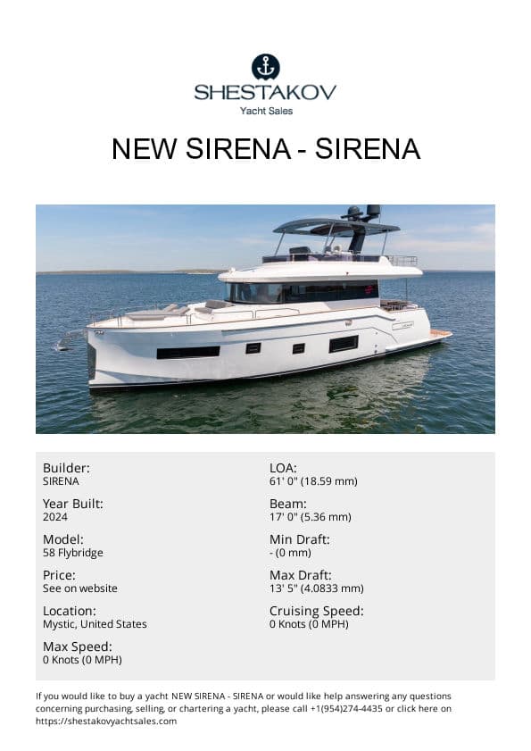 New Sirena - 58 Flybridge - 2024