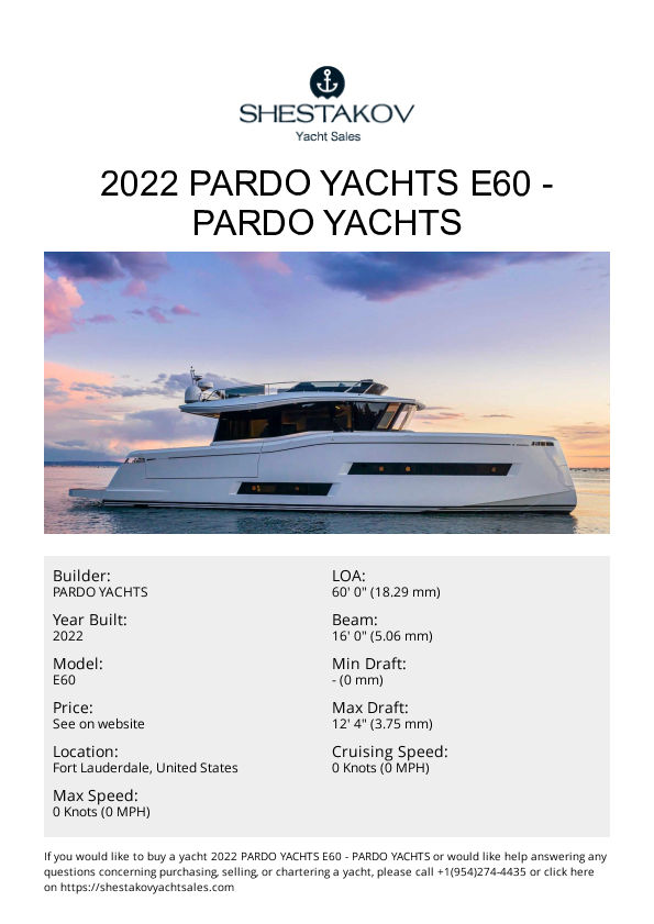 2022 Pardo Yachts E60 - E60 - 2022