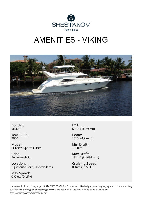 Amenities - Princess Sport Cruiser - 2000