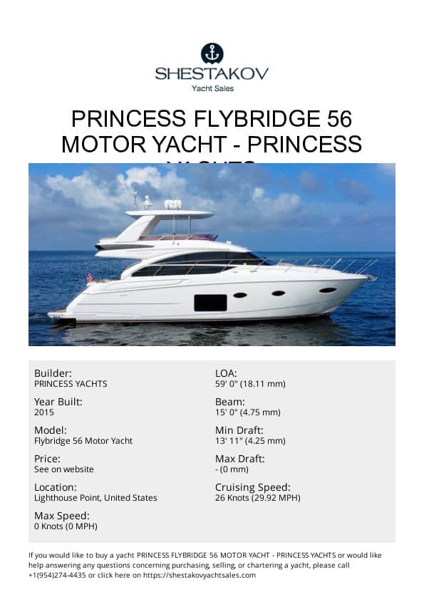 Princess Flybridge 56 Motor Yacht - Flybridge 56 Motor Yacht - 2015