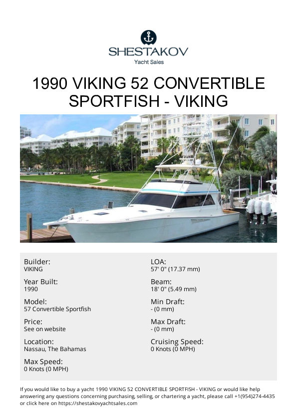 1990 Viking 52 Convertible Sportfish - 57 Convertible Sportfish - 1990