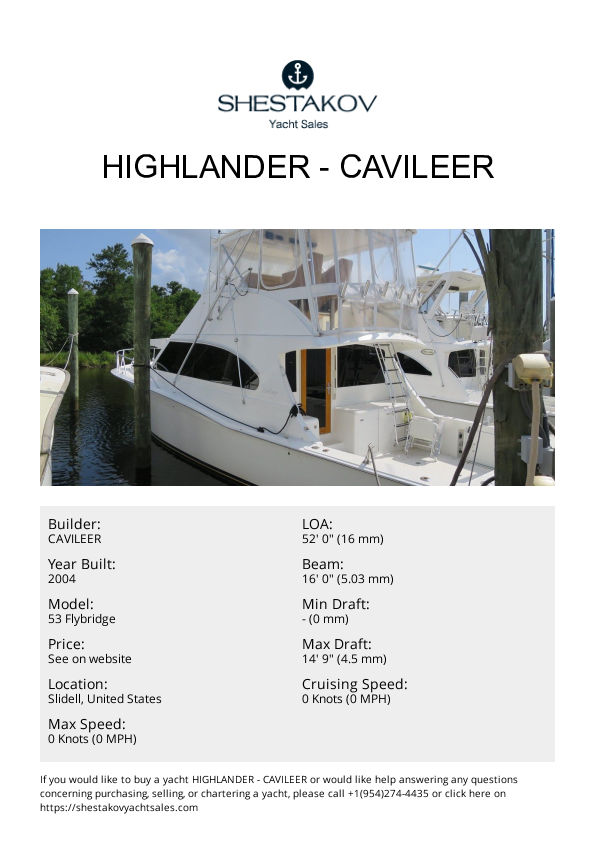 Highlander - 53 Flybridge - 2004