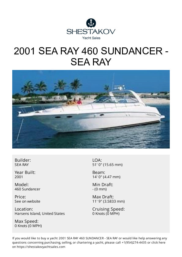 2001 Sea Ray 460 SUndancer - 460 Sundancer - 2001