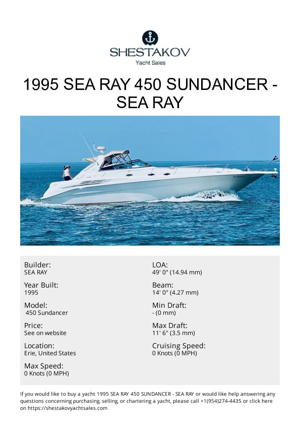 1995 Sea Ray 450 Sundancer -  450 Sundancer - 1995