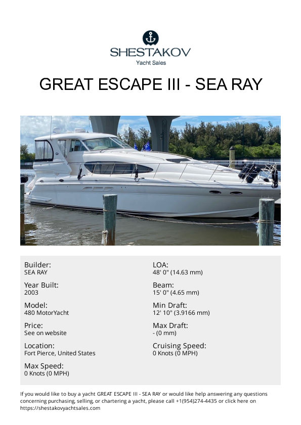 GREAT ESCAPE III - 480 MotorYacht - 2003
