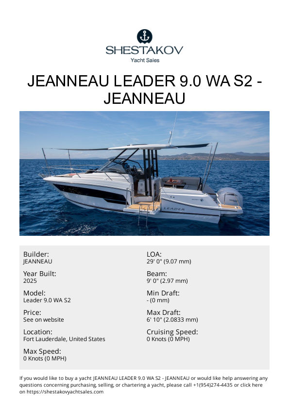 Jeanneau Leader 9.0 WA S2 - Leader 9.0 WA S2 - 2025