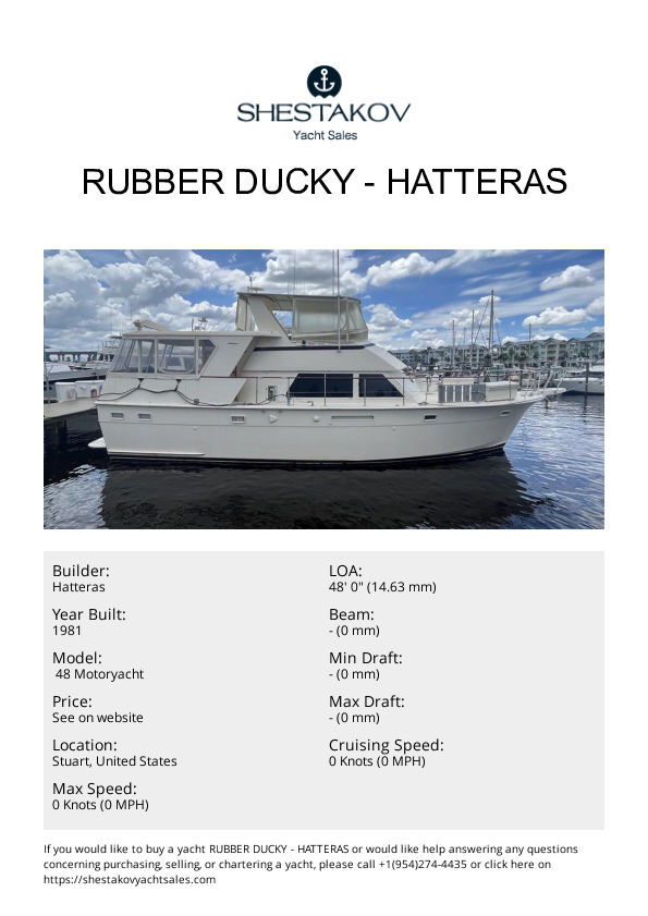 RUBBER DUCKY -  48 Motoryacht - 1981