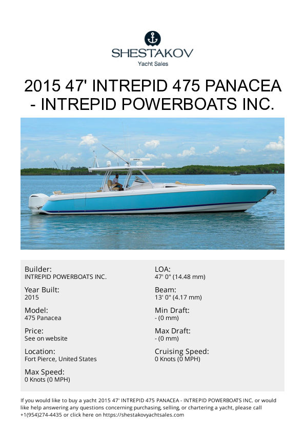 2015 47' Intrepid 475 Panacea - 475 Panacea - 2015