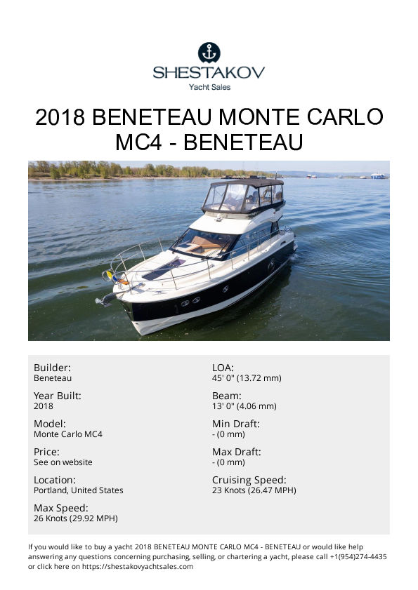 2018 Beneteau Monte Carlo MC4 - Monte Carlo MC4 - 2018