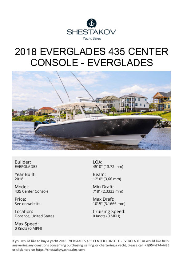 2018 Everglades 435 Center Console - 435 Center Console - 2018