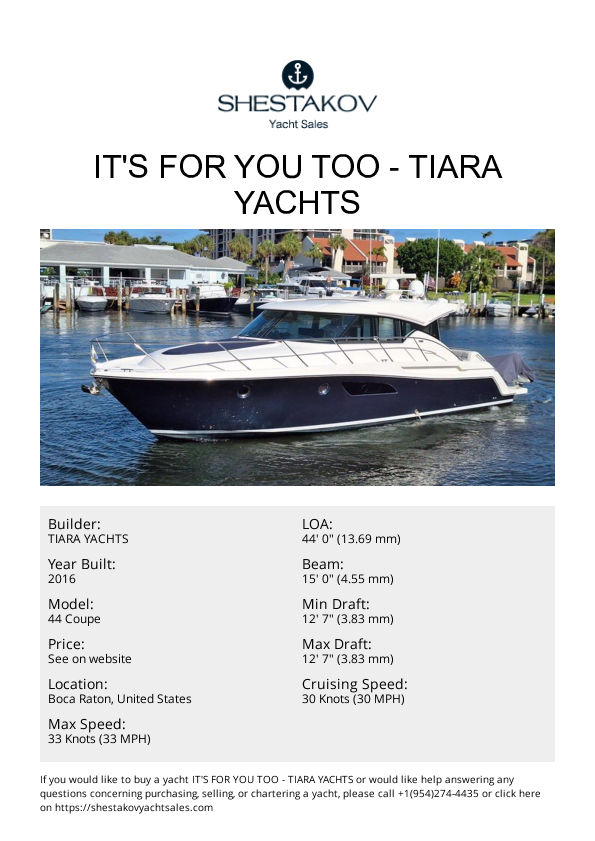 IT'S FOR YOU TOO - 44 Coupe - 2016