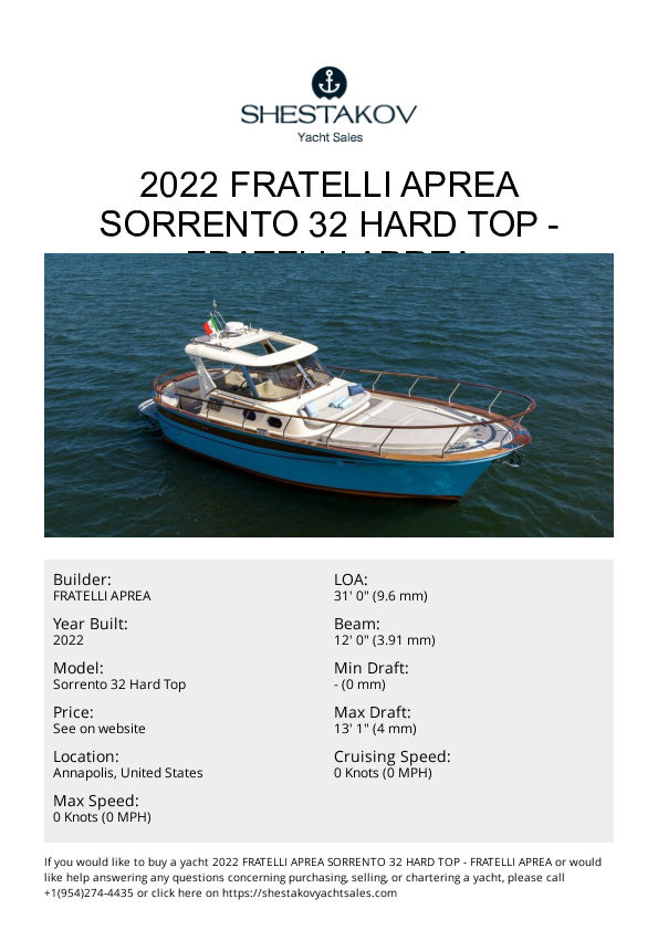 2022 Fratelli Aprea Sorrento 32 Hard Top - Sorrento 32 Hard Top - 2022
