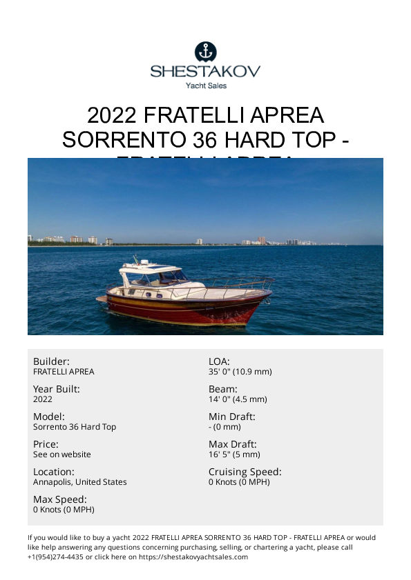 2022 Fratelli Aprea Sorrento 36 Hard Top - Sorrento 36 Hard Top - 2022