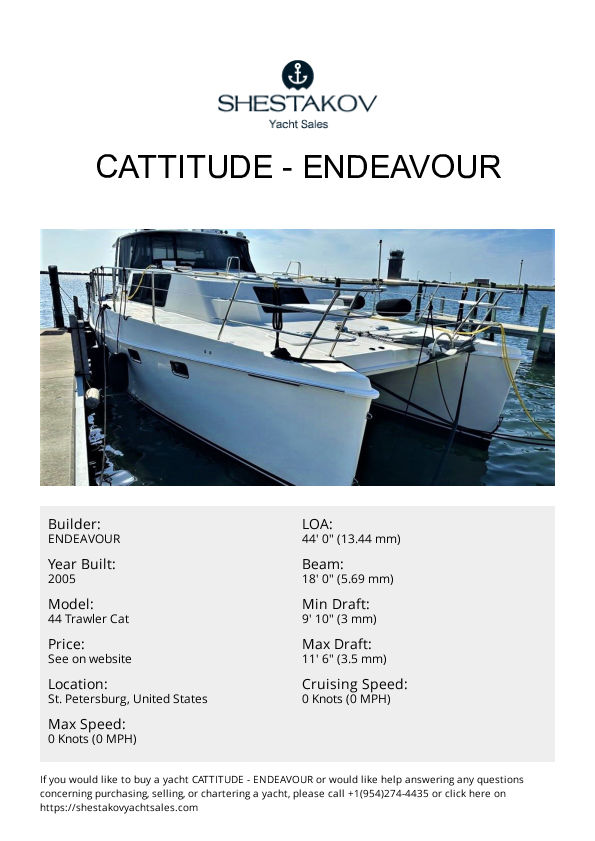 CATTITUDE - 44 Trawler Cat - 2005