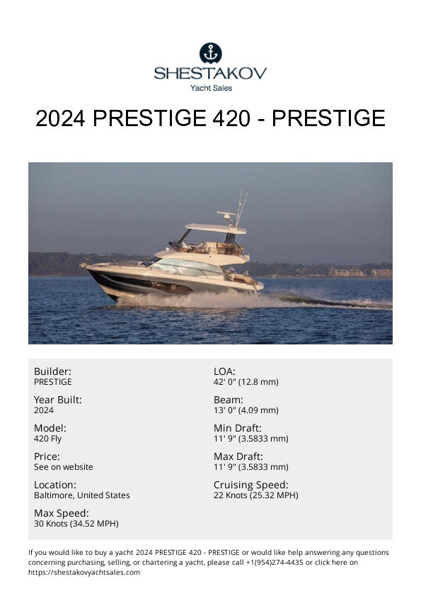 2024 Prestige 420 - 420 Fly - 2024