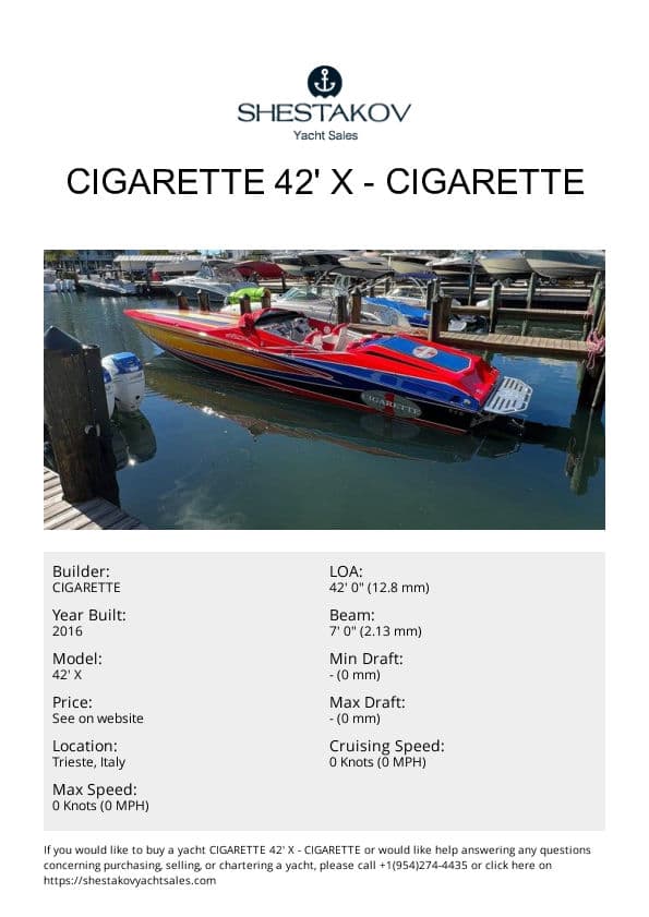 Cigarette 42' X - 42' X - 2016