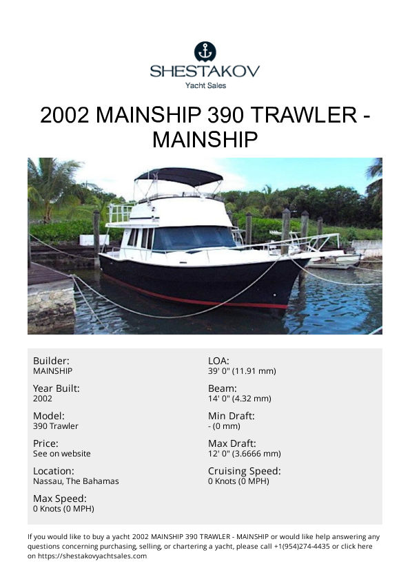 2002 Mainship 390 Trawler - 390 Trawler - 2002