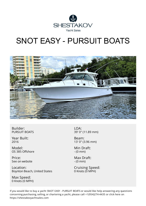 Snot Easy - OS 385 Offshore - 2016