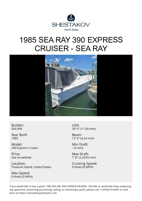 1985 Sea Ray 390 Express Cruiser - 390 Express Cruiser - 1985