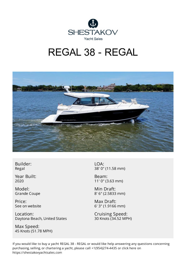 Regal 38 - Grande Coupe - 2020