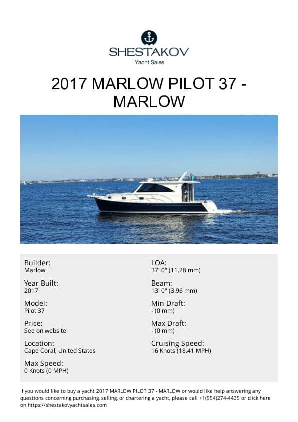 2017 Marlow Pilot 37 - Pilot 37 - 2017