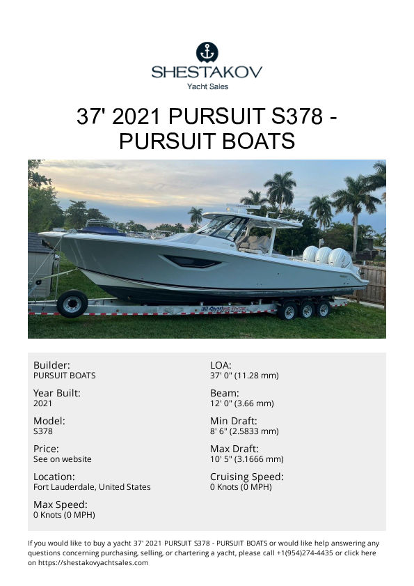 37' 2021 Pursuit S378 - S378 - 2021