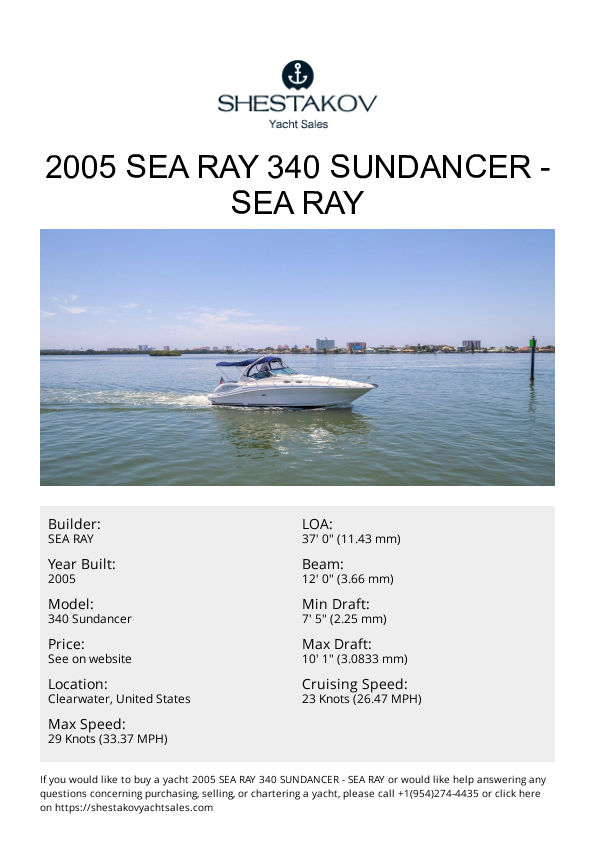 2005 Sea Ray 340 Sundancer - 340 Sundancer - 2005