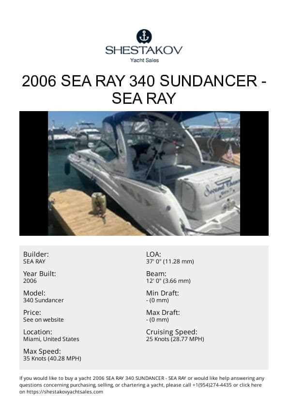 2006 Sea Ray 340 Sundancer - 340 Sundancer - 2006