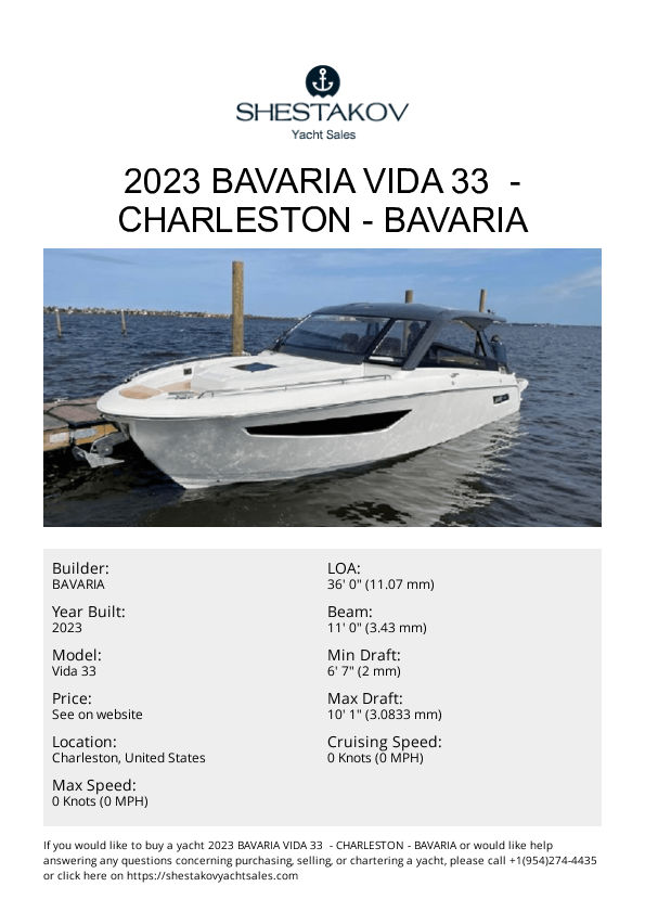 2023 Bavaria Vida 33  - Charleston - Vida 33 - 2023