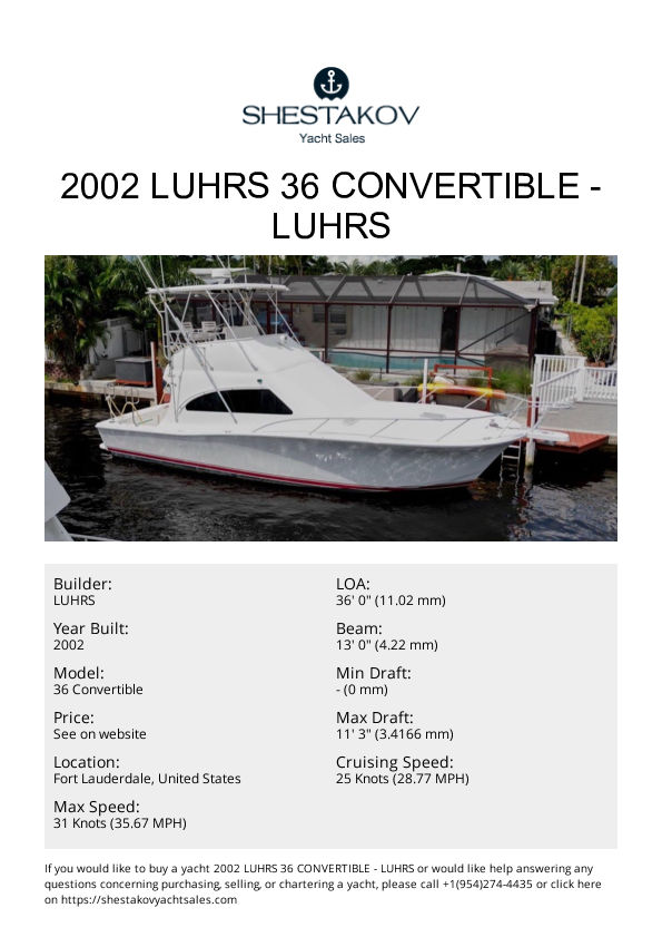 2002 Luhrs 36 Convertible - 36 Convertible - 2002