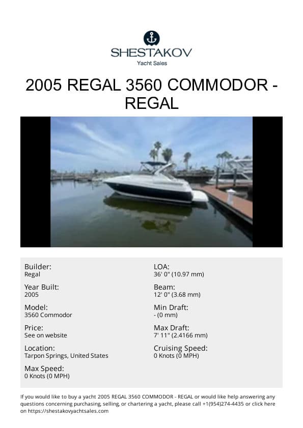 2005 Regal 3560 Commodor - 3560 Commodor - 2005