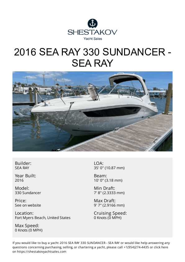 2016 Sea Ray 330 Sundancer - 330 Sundancer - 2016