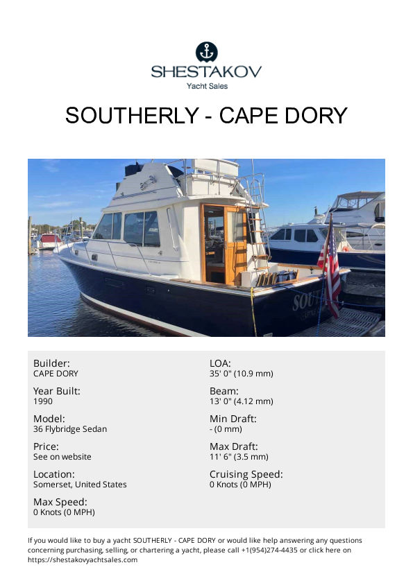 Southerly - 36 Flybridge Sedan - 1990