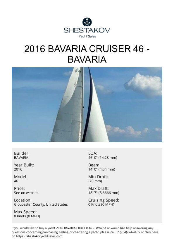 2016 Bavaria Cruiser 46 - 46 - 2016
