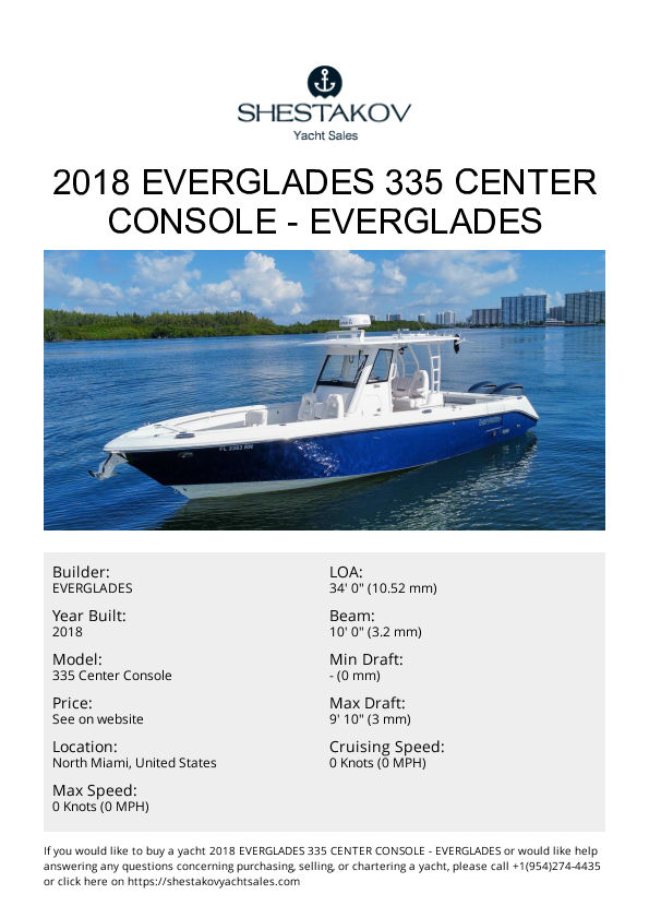 2018 Everglades 335 Center Console - 335 Center Console - 2018