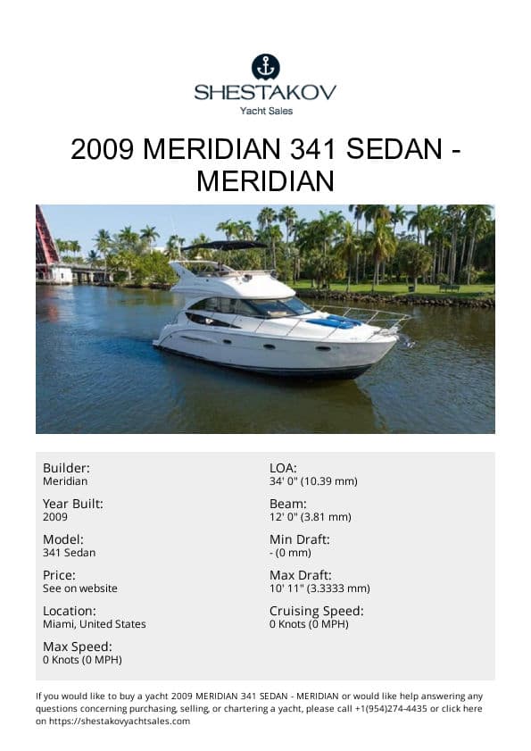 2009 Meridian 341 Sedan - 341 Sedan - 2009