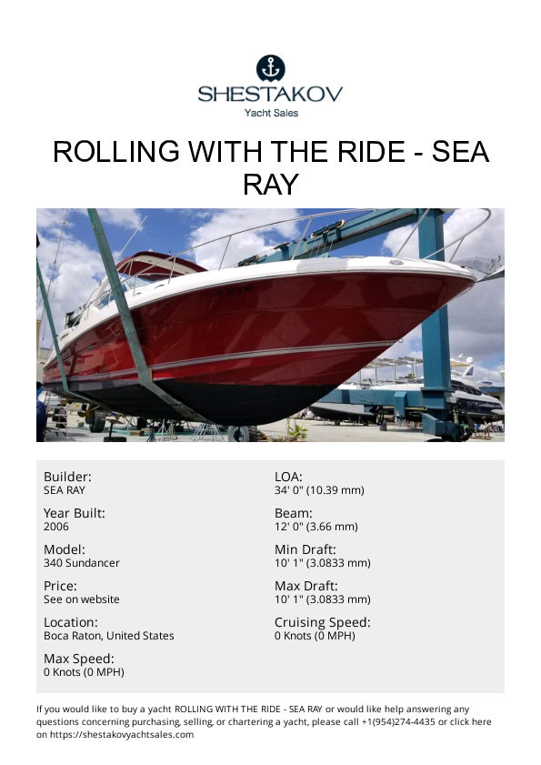 Rolling With The Ride - 340 Sundancer - 2006