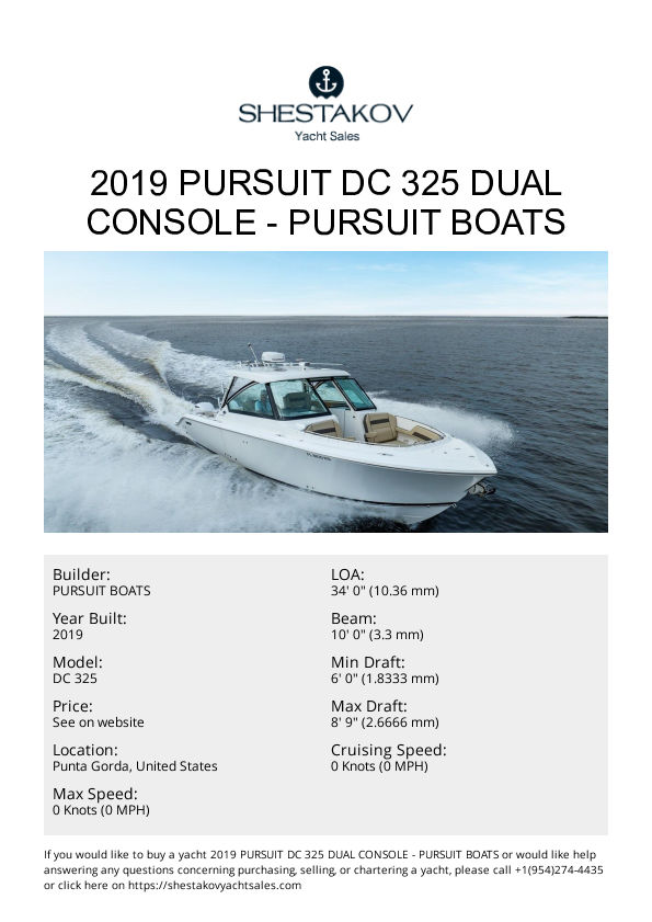 2019 Pursuit DC 325 Dual Console - DC 325 - 2019