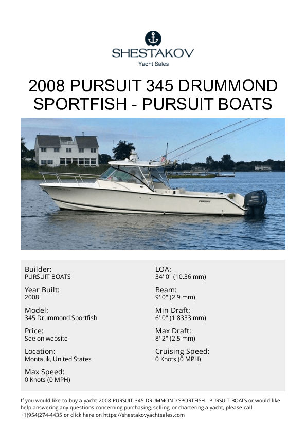 2008 Pursuit 345 Drummond Sportfish - 345 Drummond Sportfish - 2008