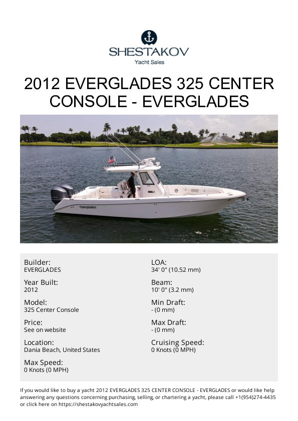 2012 Everglades 325 Center Console - 325 Center Console - 2012