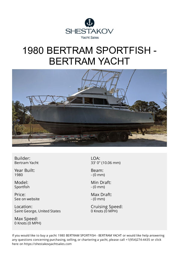 1980 Bertram Sportfish - Sportfish - 1980