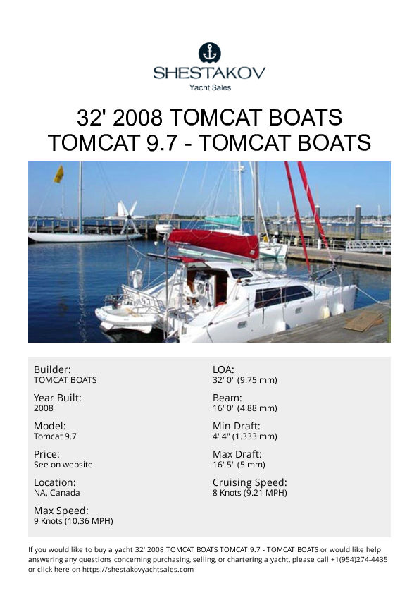 32' 2008 TomCat Boats Tomcat 9.7 - Tomcat 9.7 - 2008