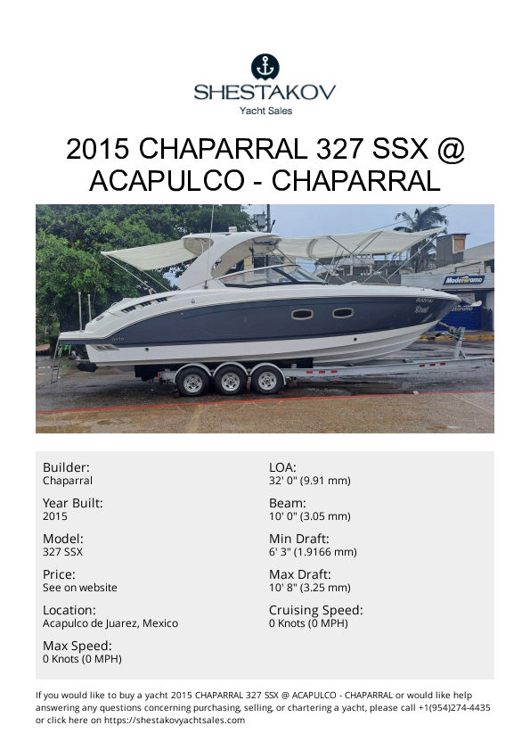 2015 Chaparral 327 SSX @ Acapulco - 327 SSX - 2015
