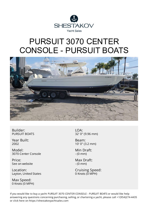 Pursuit 3070 Center Console - 3070 Center Console - 2002