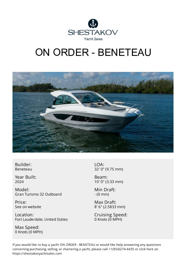 ON ORDER - Gran Turismo 32 Outboard - 2024