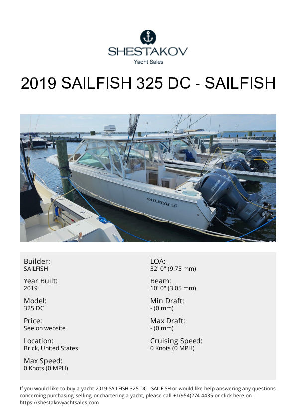 2019 Sailfish 325 DC - 325 DC - 2019