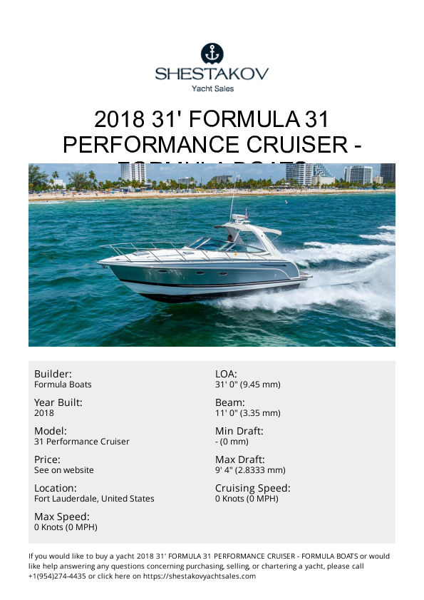 2018 31' Formula 31 Performance Cruiser - 31 Performance Cruiser - 2018
