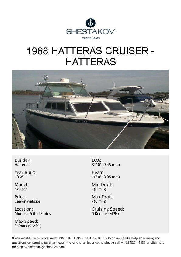 1968 Hatteras Cruiser - Cruiser - 1968