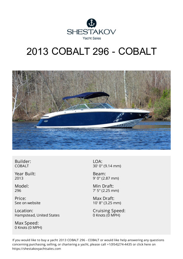 2013 Cobalt 296 - 296 - 2013